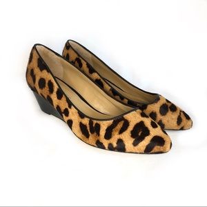TALBOTS Laney Leopard Wedges Calf Hair